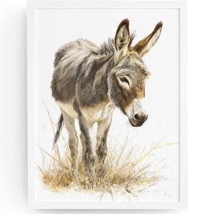 Watercolor Donkey Wall Art Print, Unframed - Charming Farmhouse Decor